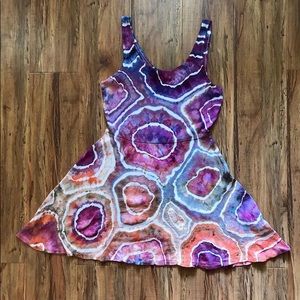 Peach and Lilac Geode Ice Dyed Festival Dress